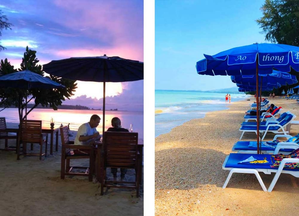 Beach side dining and sunloungers on the beach